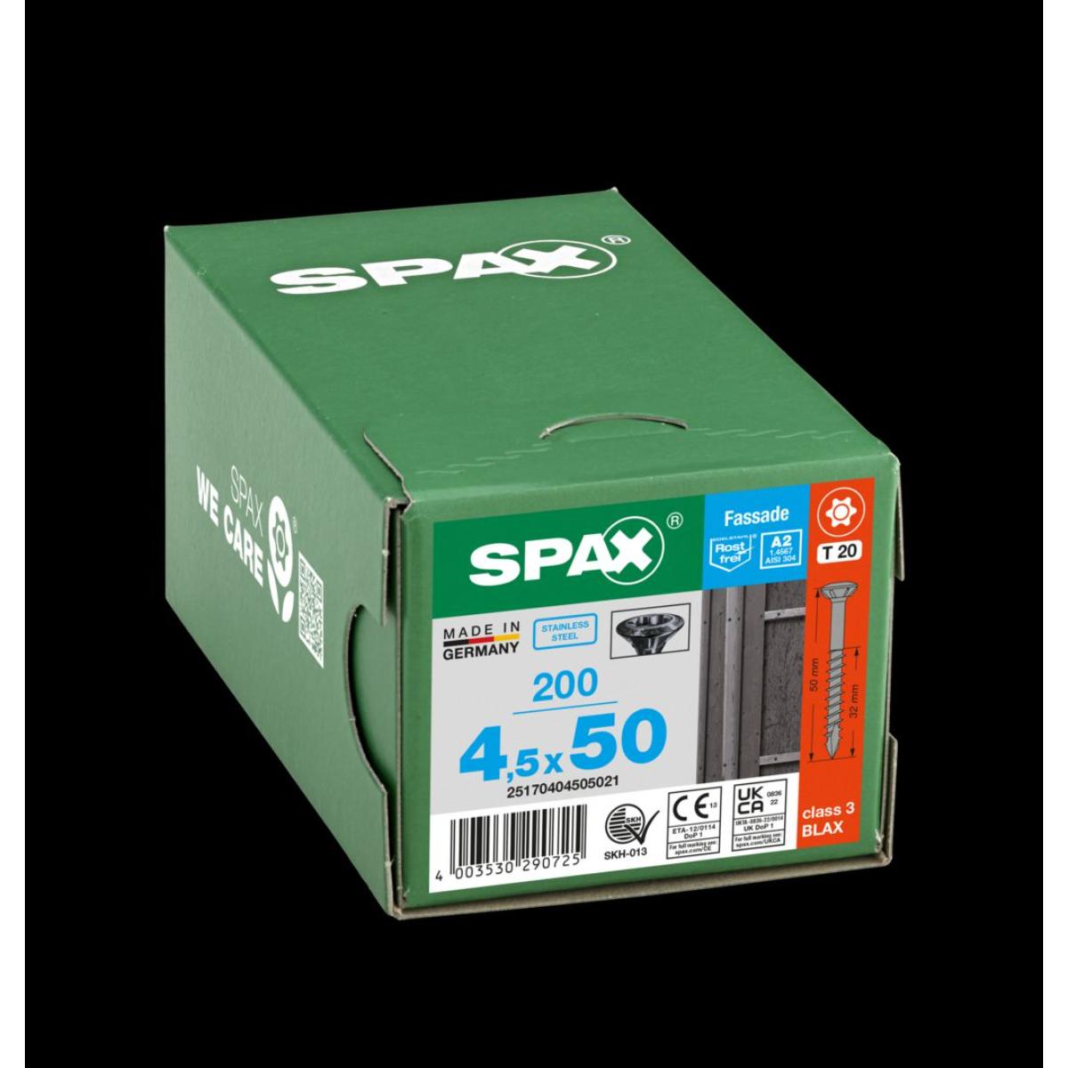 SPAX-S A2 LINSENKOPF FRAESRIPPEN T-STAR PLUS T20 TEILGEWINDE CUT 200 Stück BLAX