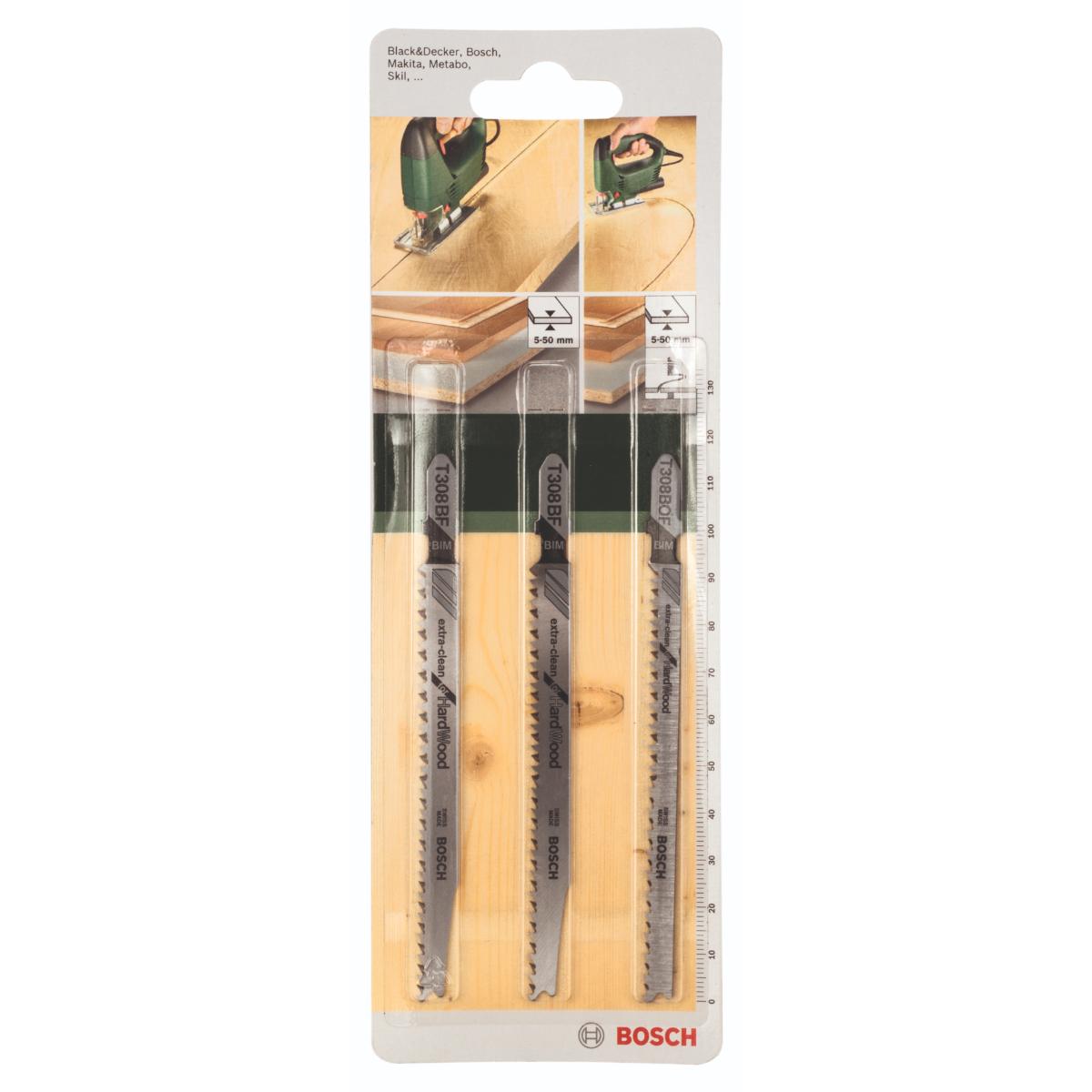 Bosch Stichsägeblatt-Set Einnockenschaft T 308 BF (2x), T 308 BOF, 3-tlg.