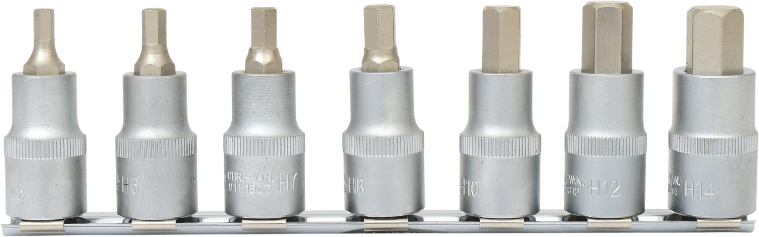KS Tools 1/2" Bit-Stecknuss-Satz Innensechskant, kurz, 7-tlg