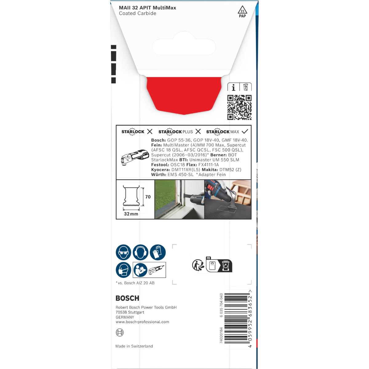 Bosch EXPERT PAIZ 32 AIT MetalMax Tauchsägeblatt, 32 x 70 mm
