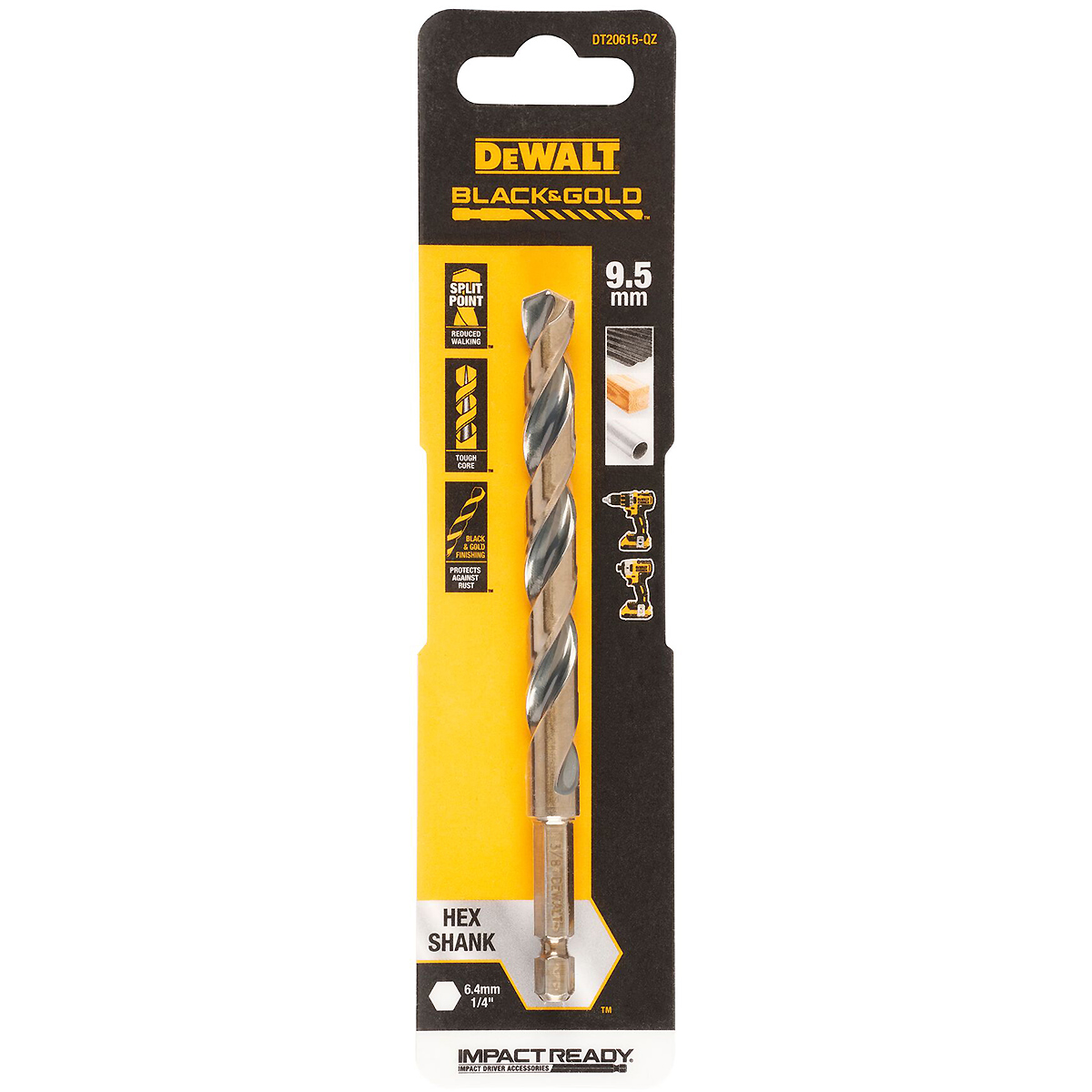 DEWALT Black&Gold Metallbohrer HSS-G Sechskant