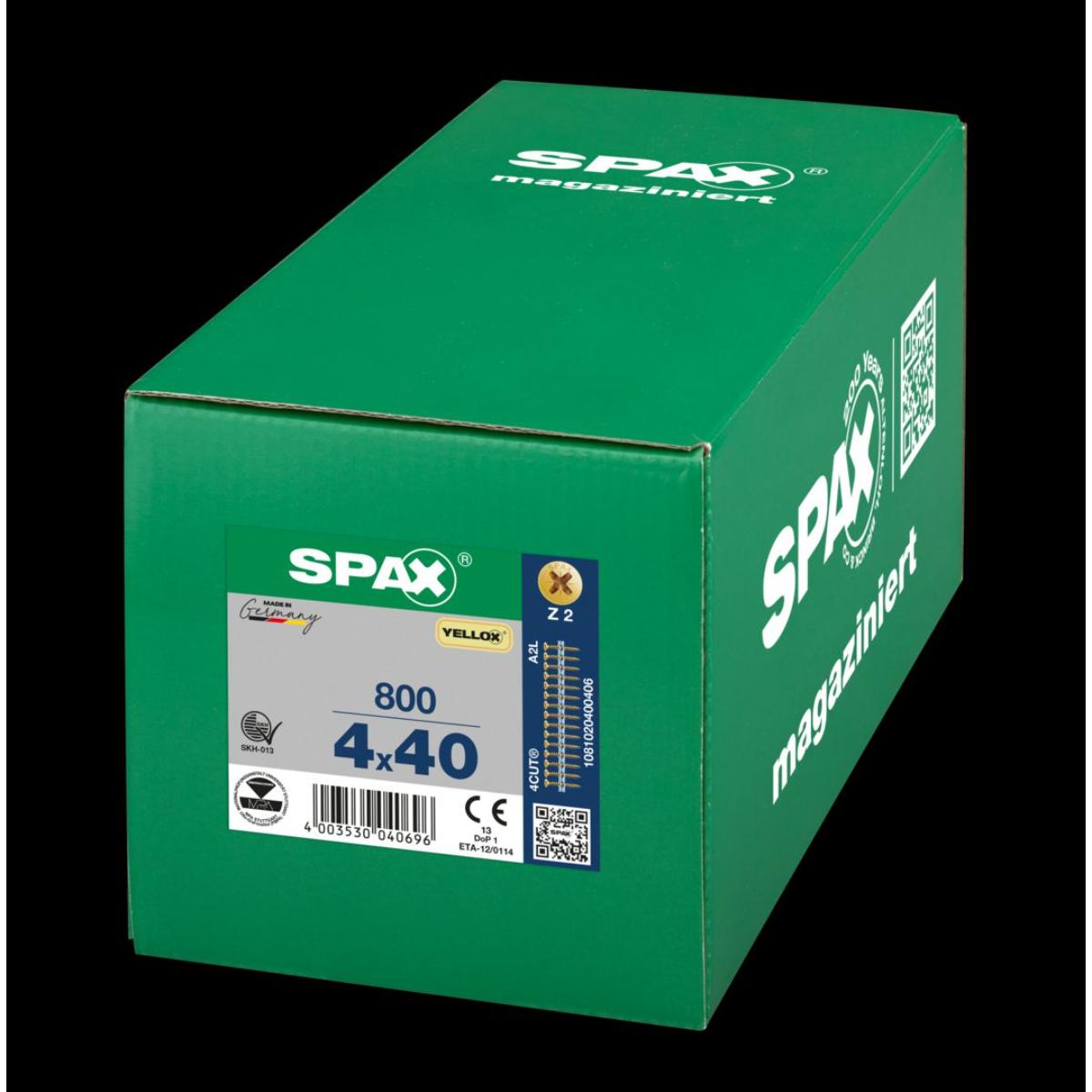 SPAX SENKMULTIKOPF KREUZSCHLITZ Z2 VOLLGEWINDE YELLOX MAGAZINIERT 800 Stück