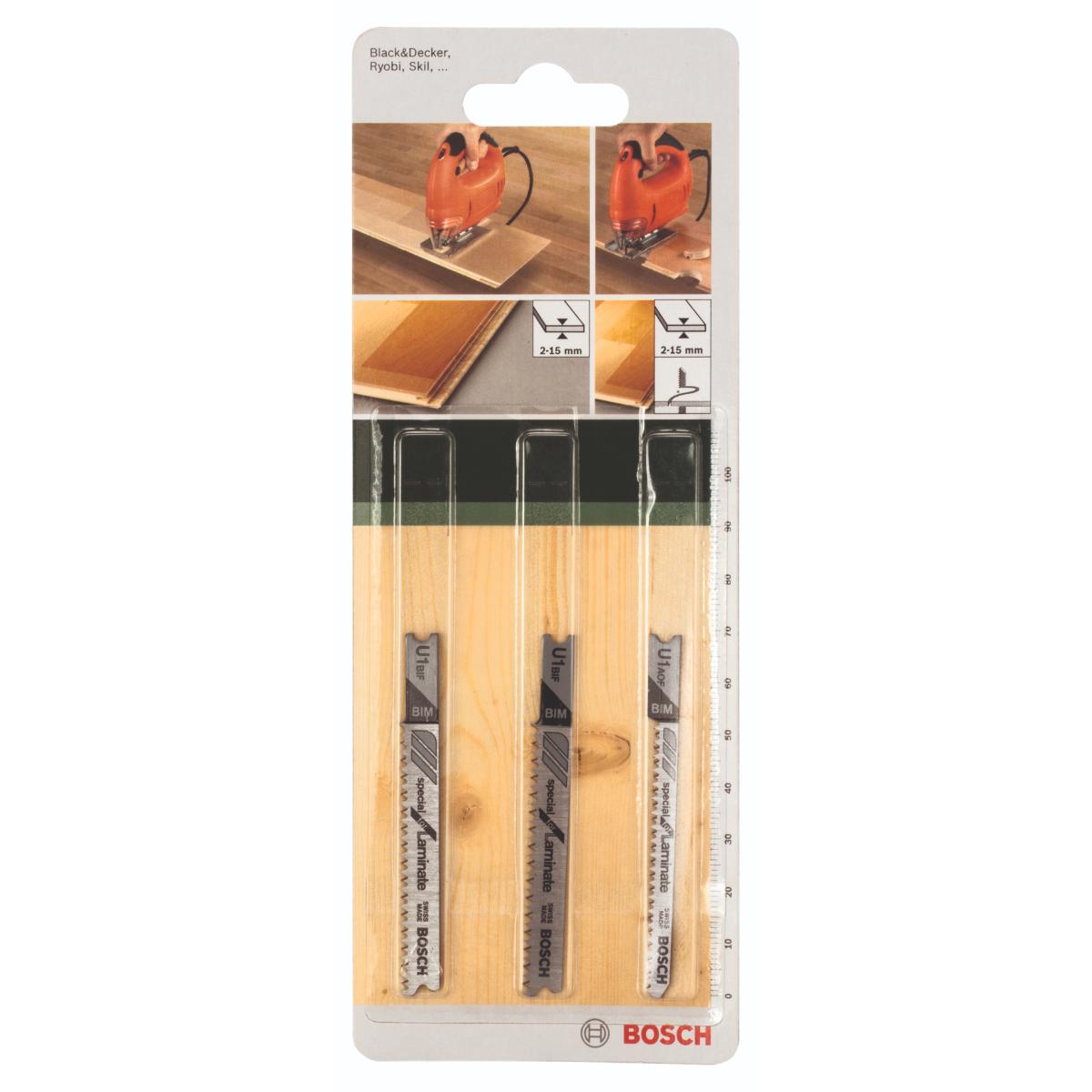 Bosch Stichsägeblatt-Set U-Schaft U 1 BIF (2x) U 1 AOF, 3-tlg.