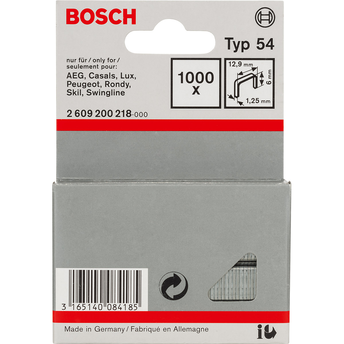 Bosch Flachdrahtklammer Typ 54, 12,9 x 1,25 x 6mm
