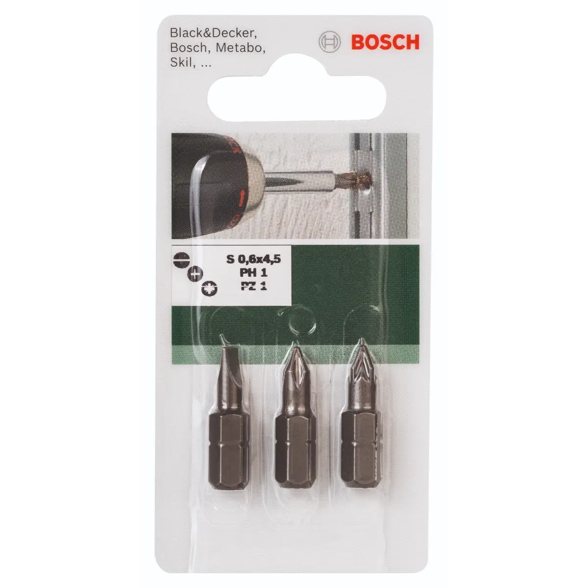 Bosch Schrauberbit-Set Standard, gemischt (S 0,6x4,5, PH, PZ), 3-tlg.