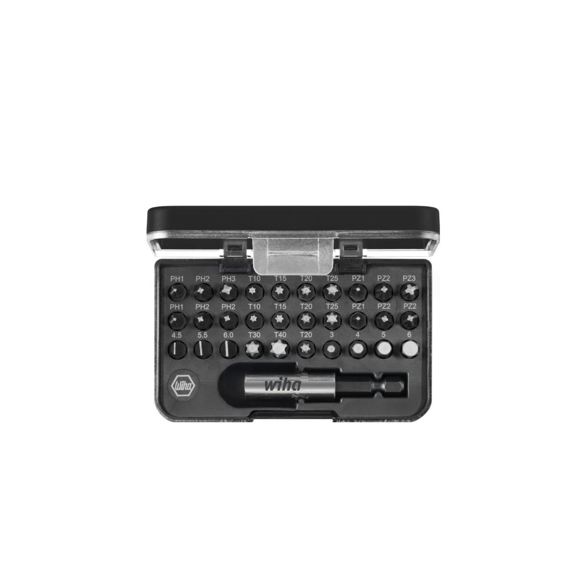 Wiha Bit Set Standard 25 mm gemischt 31-teilges Set 1/4 zoll C6,3 in Box mit Gürtelclip