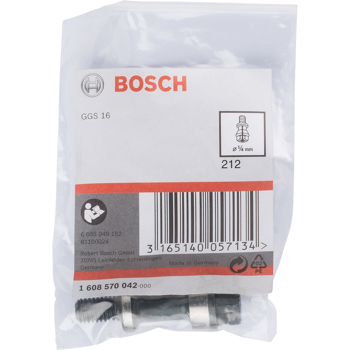 Bosch Spannzange mit Spannmutter, für Bosch-Geradschleifer, passend zu GGS 16 1/4"