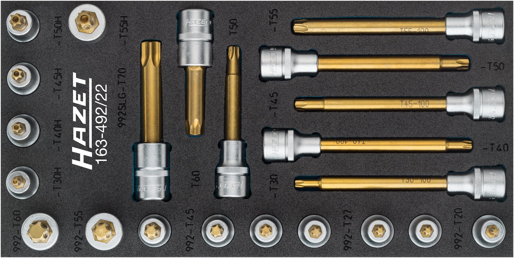 Jeu de douilles à empreinte TORX® HAZET pour tournevis - 22 pièces
