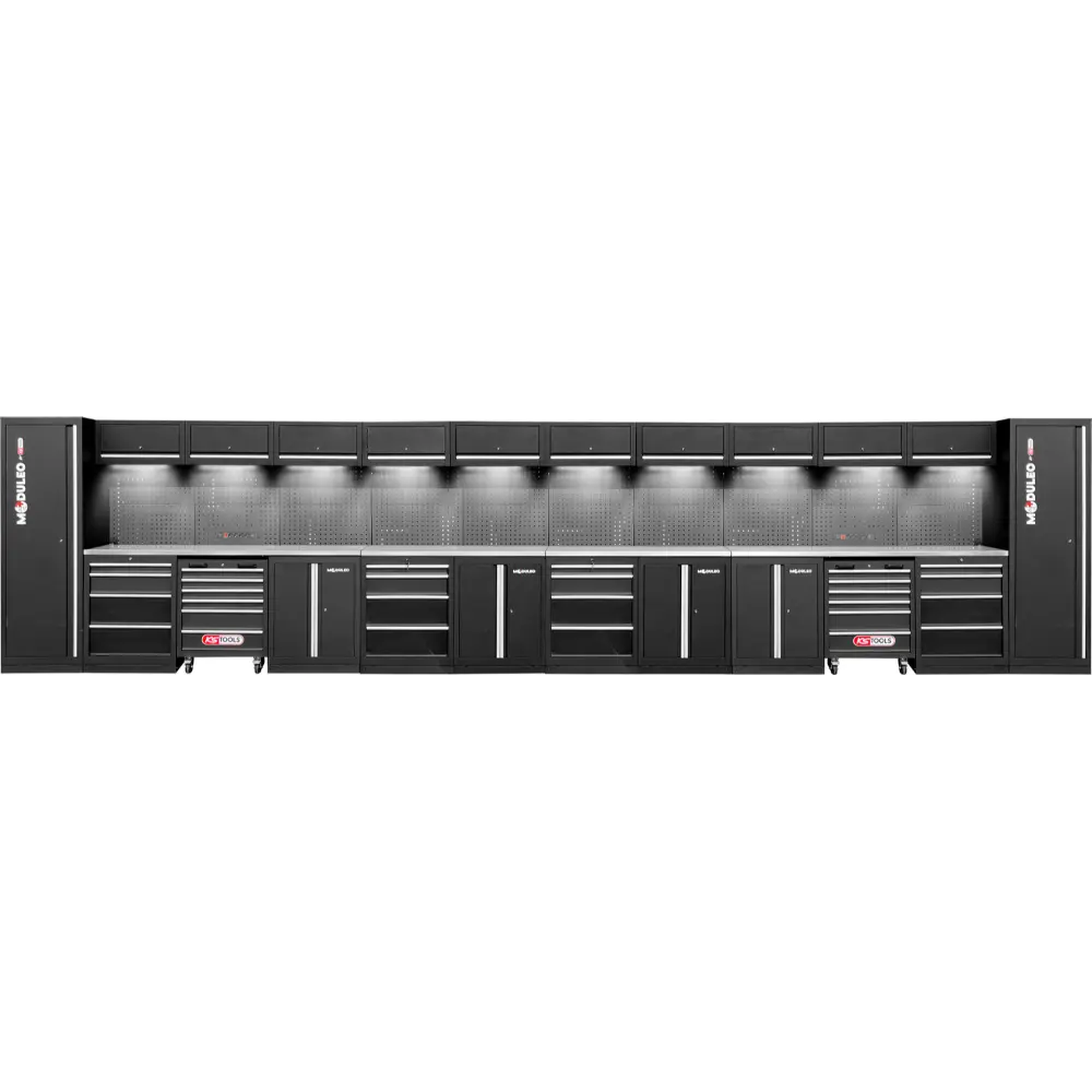 KS TOOLS Werkstatt-Schranksystem, gerade, 8000 x 500 mm, Variante 2