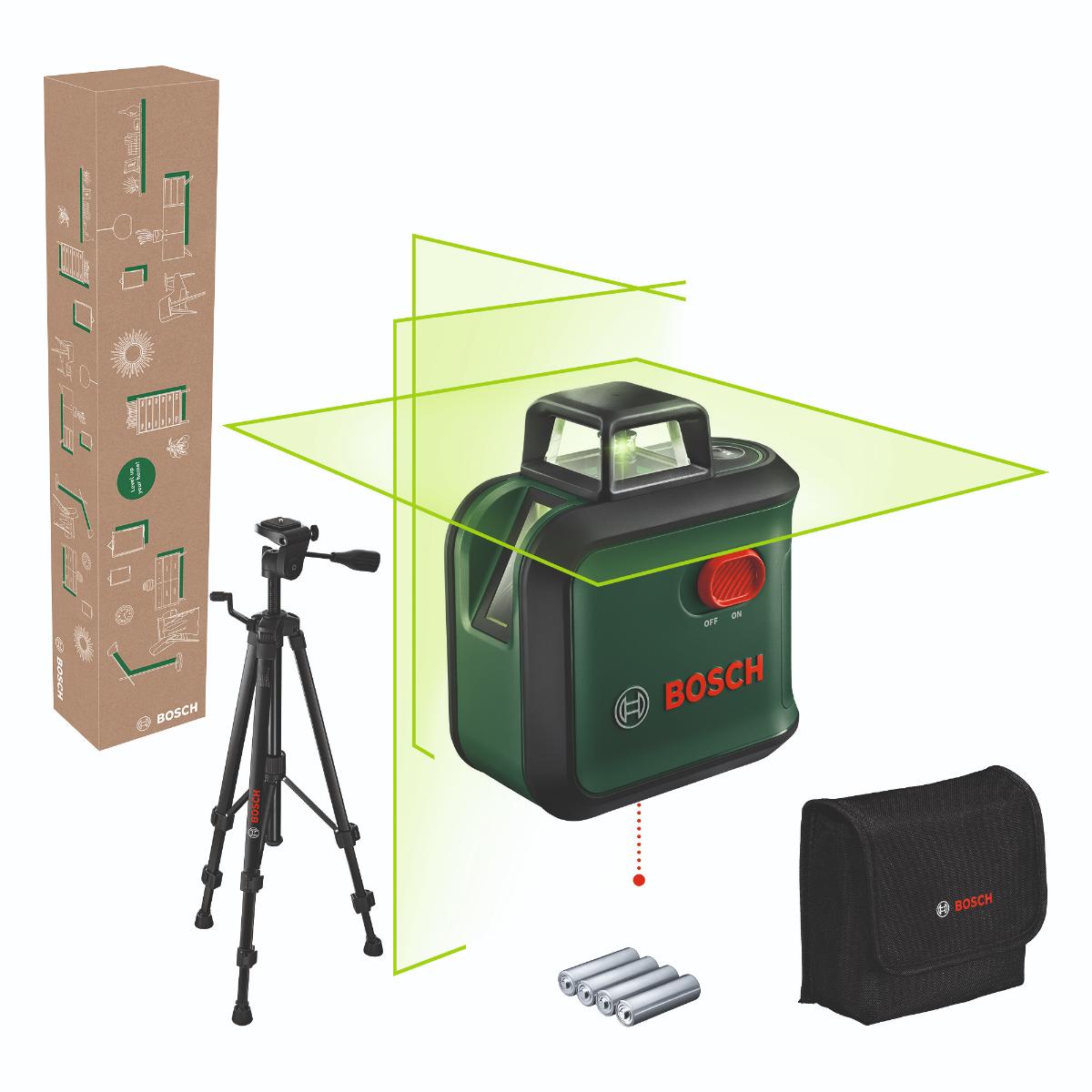 Bosch Kreuzlinien-Laser AdvancedLevel 360 Set,Stativ TT 150 ECO- Lieferkarton