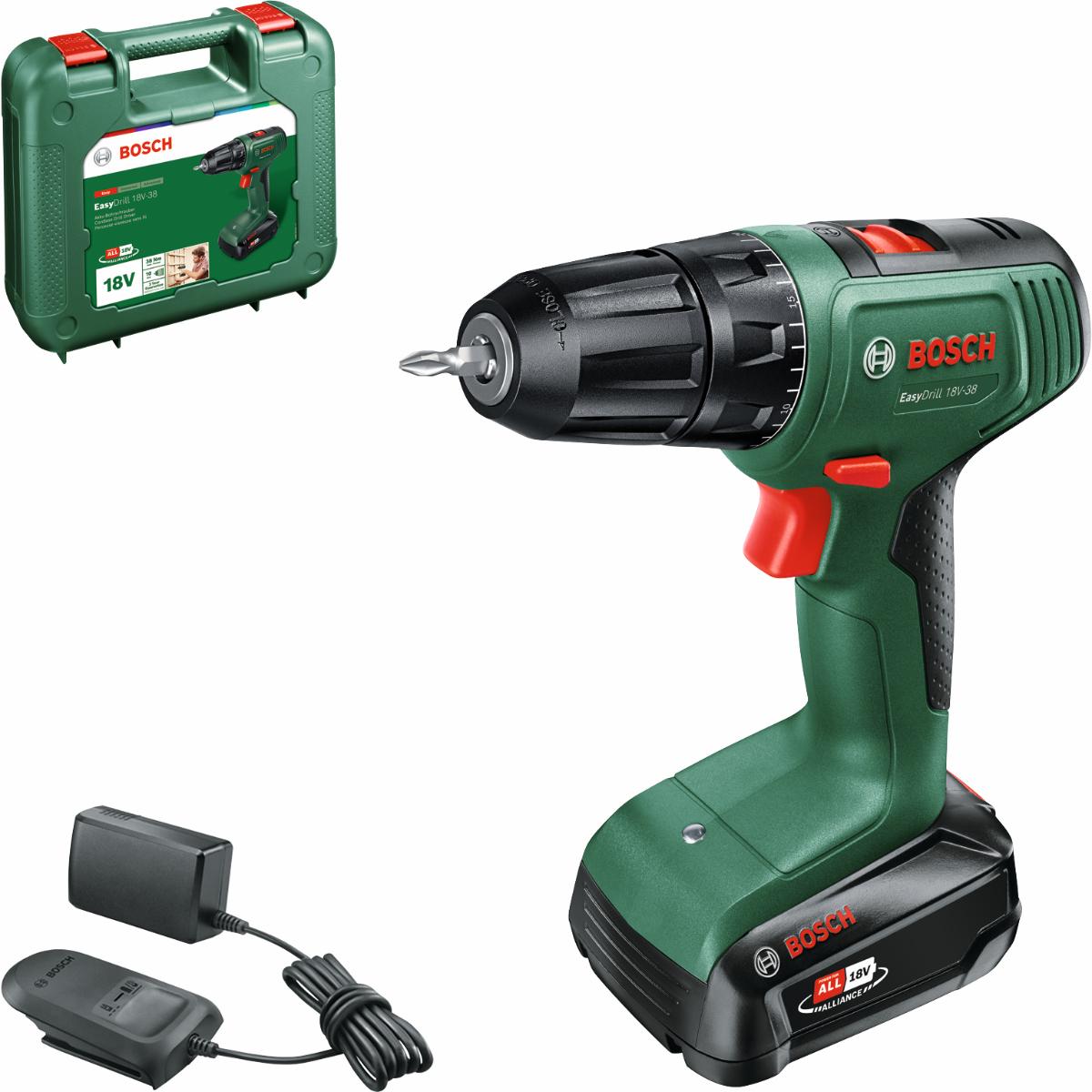 Bosch Akku-Bohrschrauber EasyDrill 18V-38, 1 x Akku PBA 18V 1.5Ah im Tragekoffer