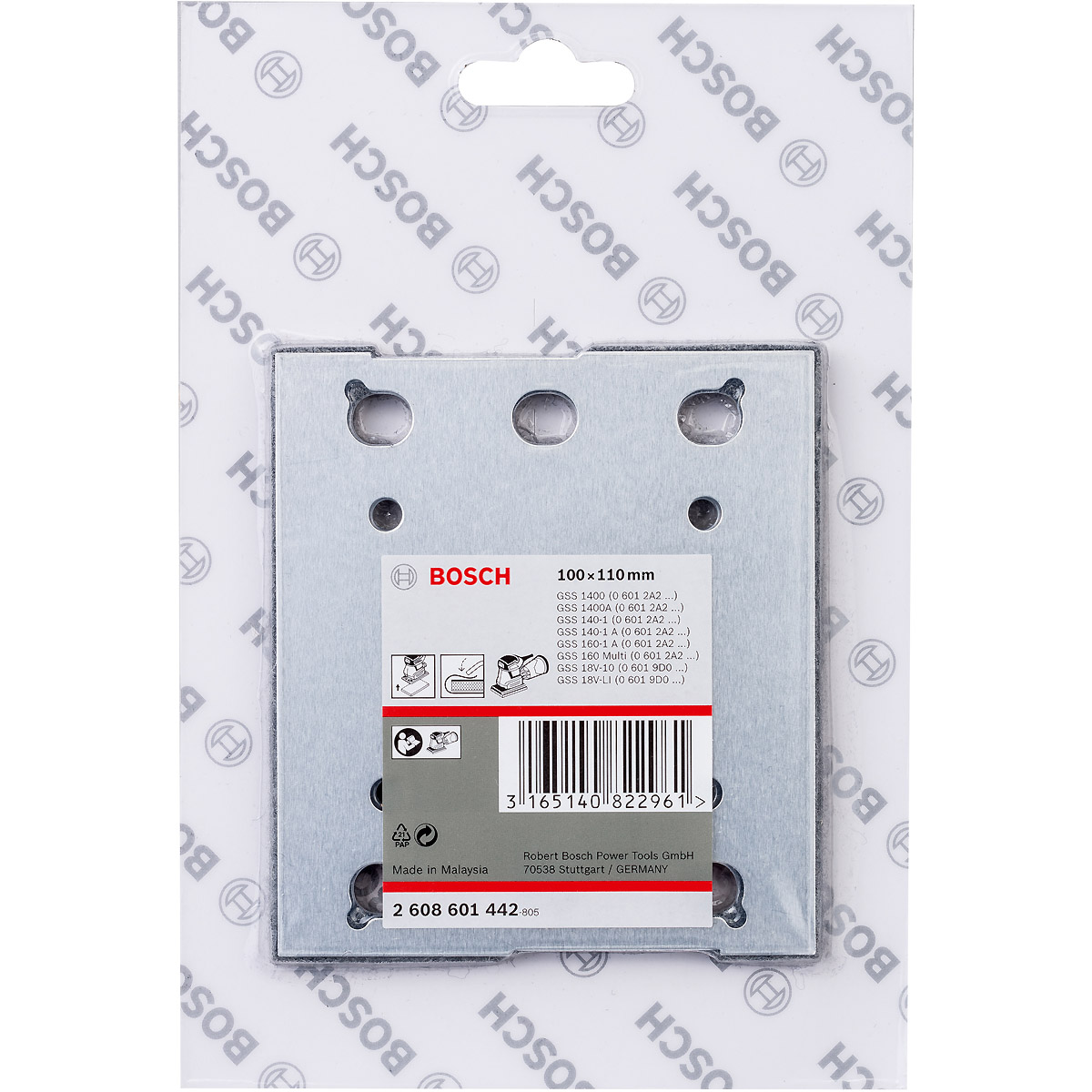 Bosch Schleifplatte, 110 x 100 mm, mit Filz