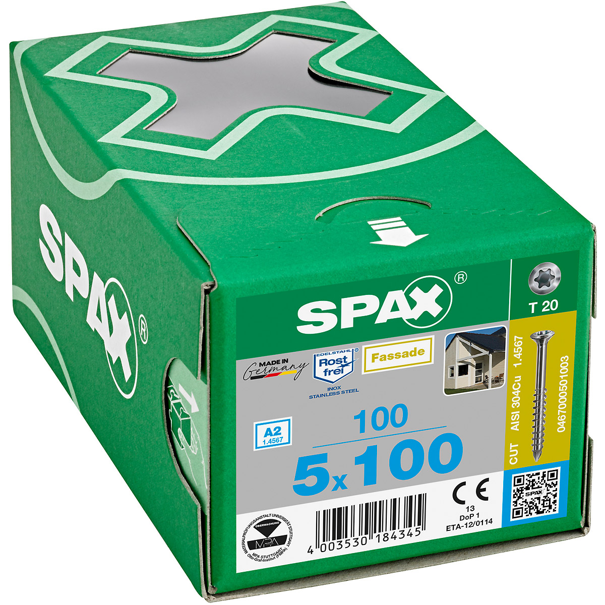 SPAX-S A2 Linsensenkkopf kleiner Kopf T-Star Plus T20 Teilgewinde Cut, 100 Stück