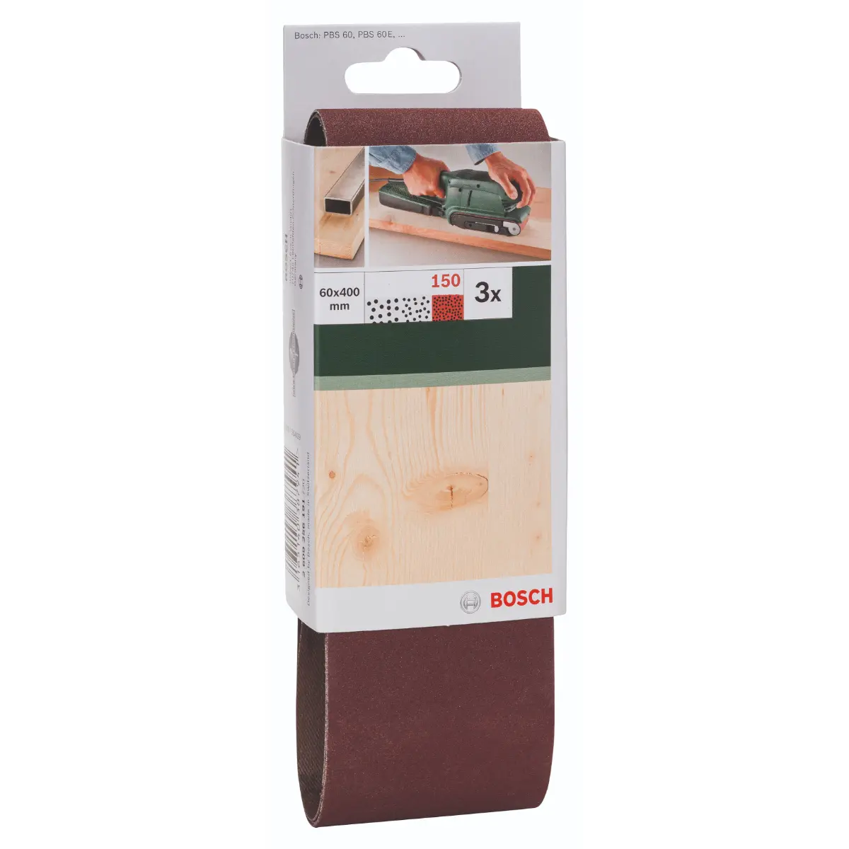 Bosch Schleifband-Set für Bandschleifer, rote Qualität K=150, 60 x 400 mm, 3-tlg.