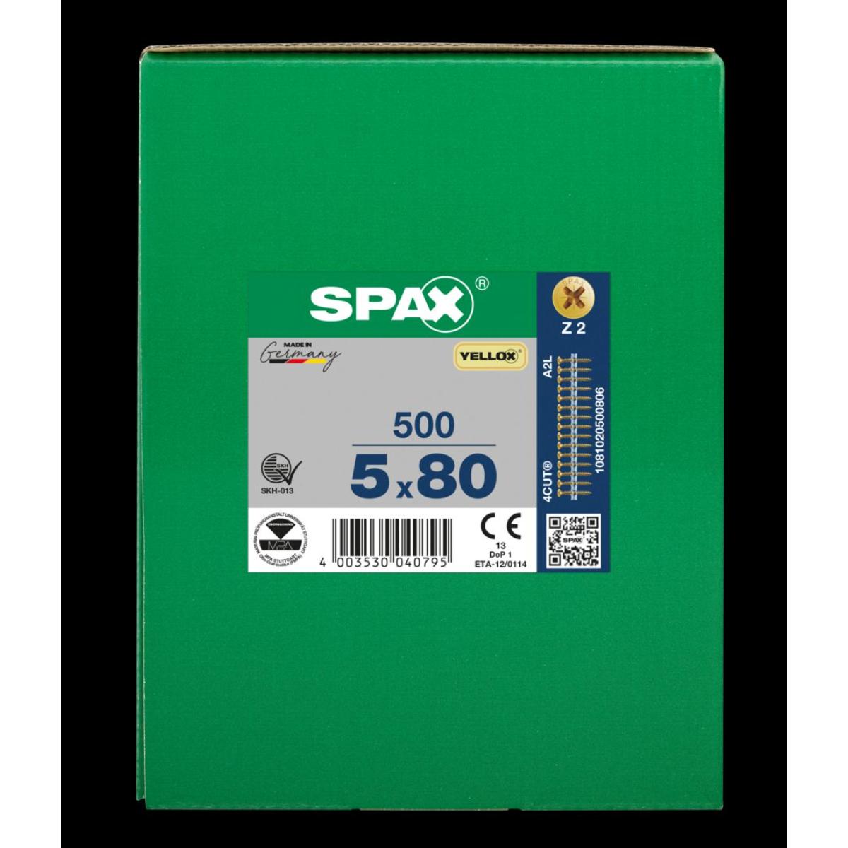 SPAX SENKMULTIKOPF KREUZSCHLITZ Z2 VOLLGEWINDE GELB VERZINKT MAGAZINIERT 500 Stück