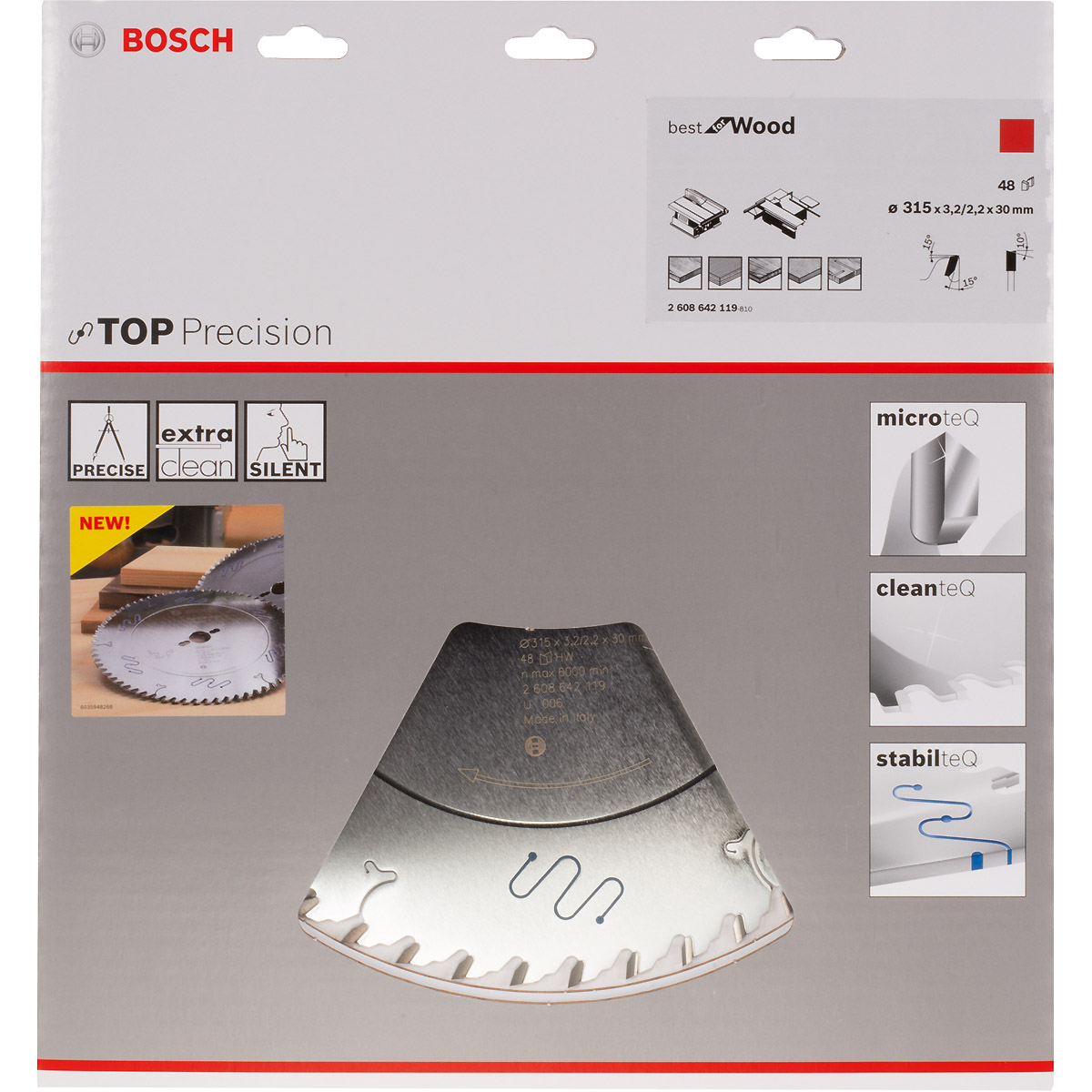 Bosch Kreissägeblatt Top Precision Best for Wood, 315 x 30 x 3,2mm, 48 Zähne
