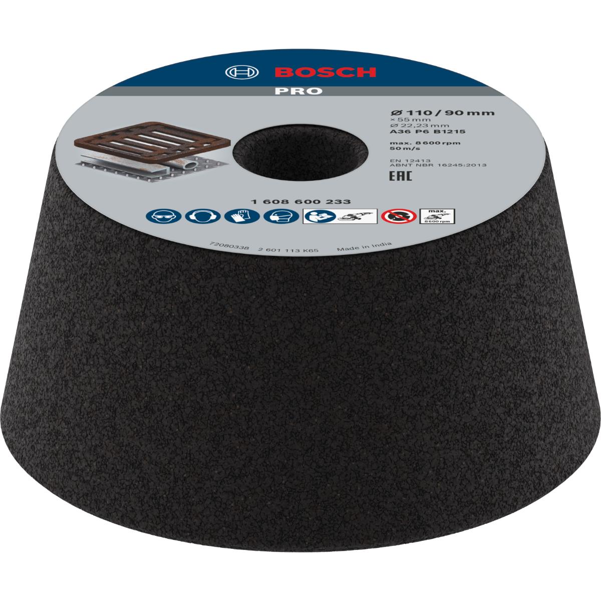 Bosch PRO Schleiftopf, konisch-Metall/Guss 90 mm, 110 mm, 55 mm