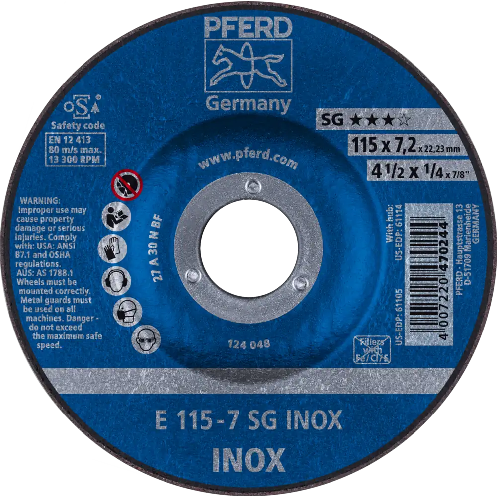 PFERD TOOLS Schruppscheibe E Leistungslinie SG INOX für Edelstahl