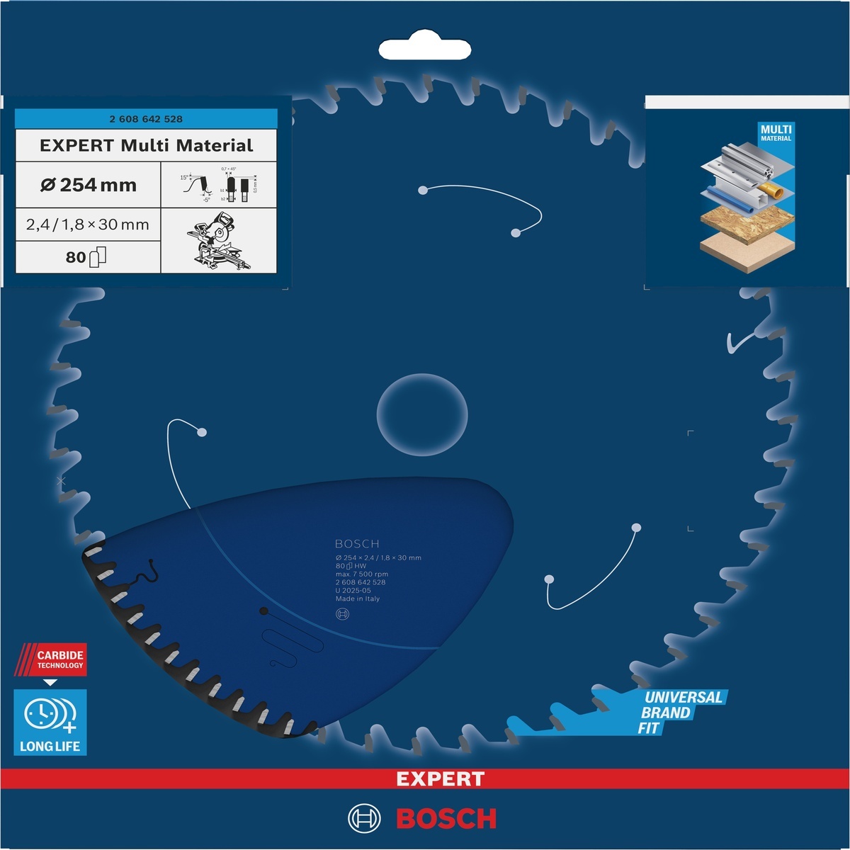 Bosch Kreissägeblatt Expert for Multi Material, 210 x 30 x 2,4 mm, 54