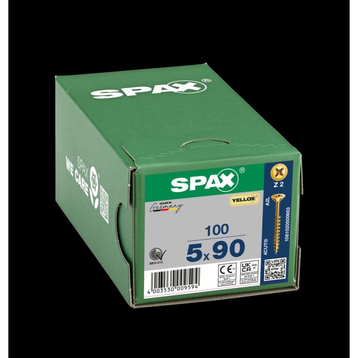 SPAX Senkmultikopf Kreuzschlitz Z2 Teilgewinde YELLOX, 100 Stück