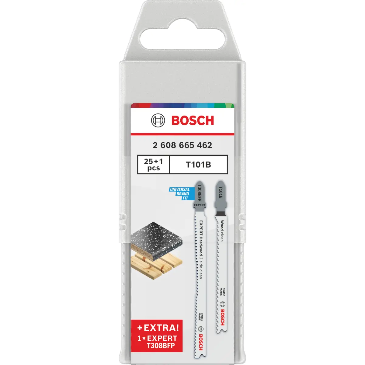 Bosch T101B und EXPERT Hardwood 2-side clean T308BFP StichsägeblätterSet, 26-tlg.
