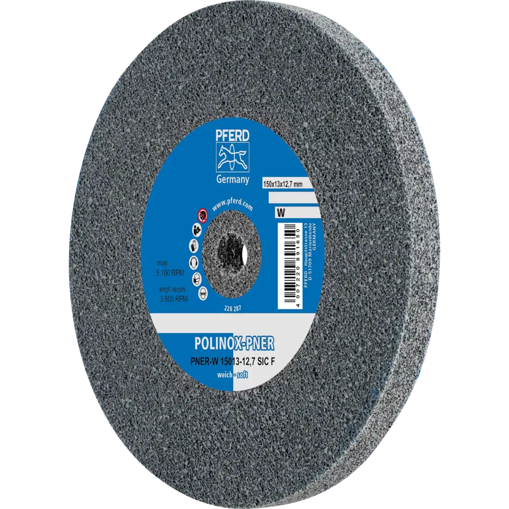 PFERD TOOLS POLINOX verpresstes Vlies-Rad PNER Bohrung 12,7 mm SiC für Finish