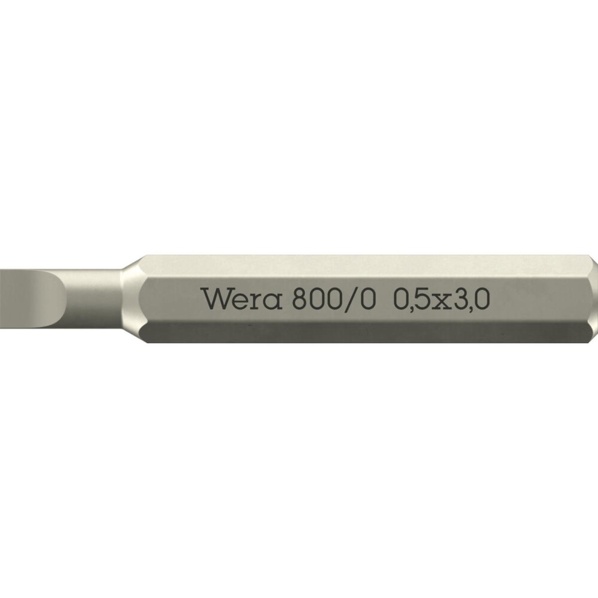 Wera 800/0 Micro Bits für Schlitzschrauben, 0,50 x 3 x 30 mm