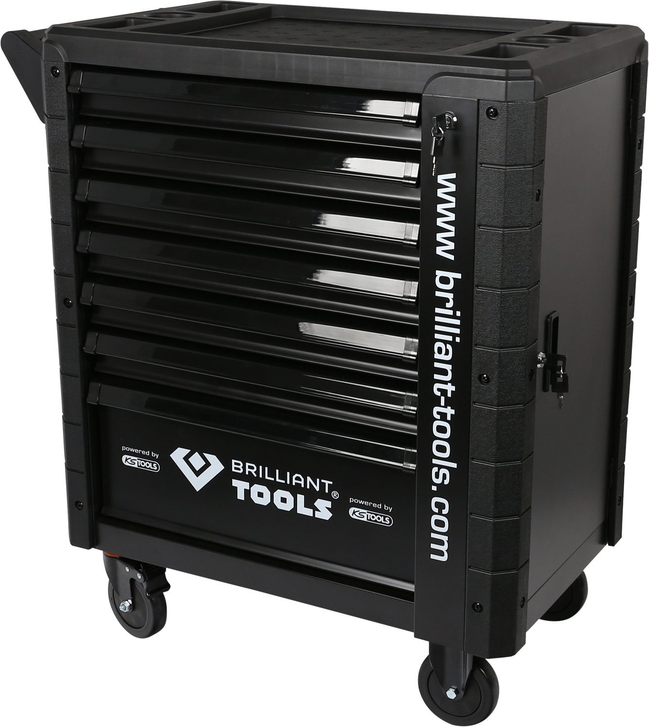 Brilliant Tools Werkstattwagen mit 7 Schubladen und Seitentür, leer