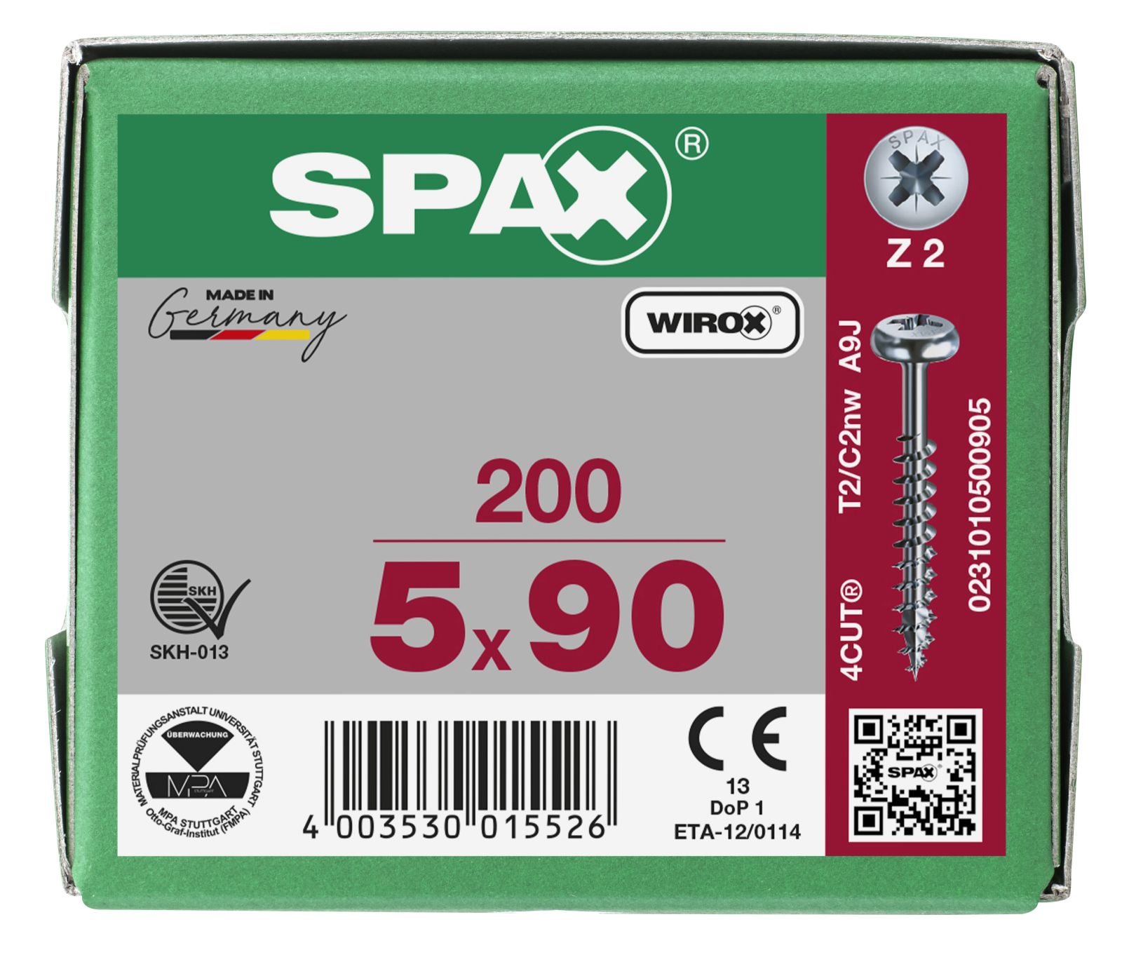 SPAX Halbrundkopf Kreuzschlitz Z2 Teilgewinde WIROX, 200 Stück
