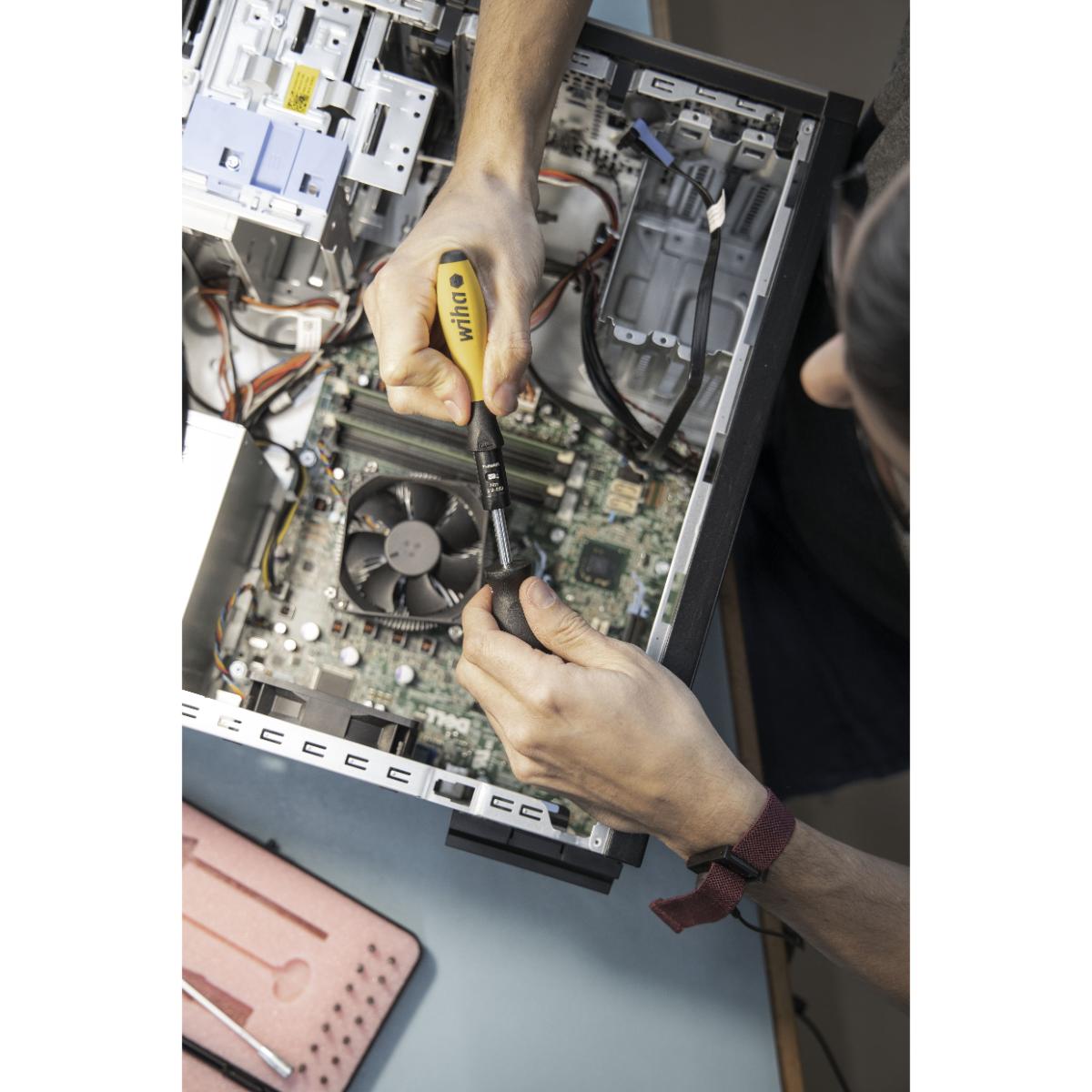 Wiha Drehmoment-Schraubendreher Set TorqueVario -S Micro ESD 0,1-0,6 Nm gemischt 18-teilges Set variabel einstellbare Drehmomentbegrenzung mit Box