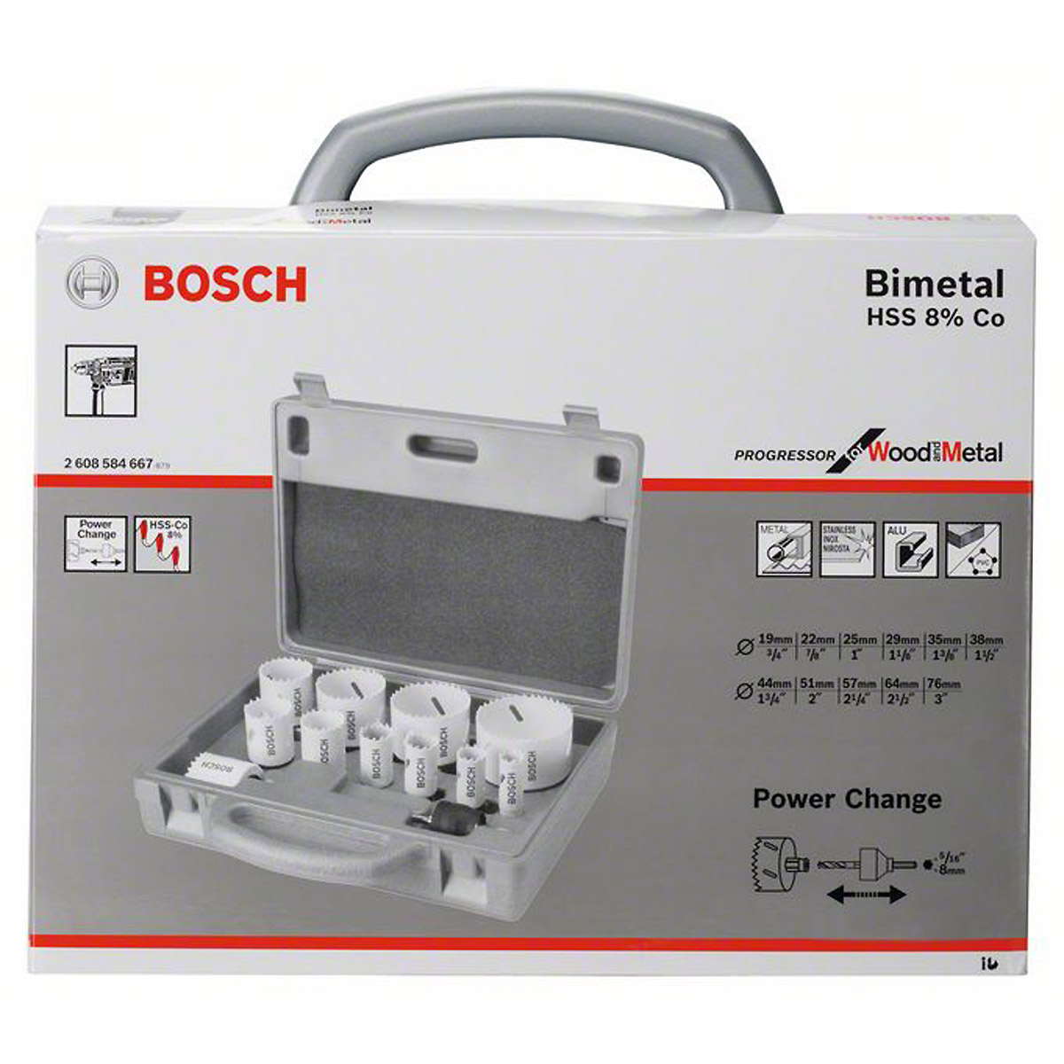 Bosch 14tlg. Lochsägen-Set Progressor. Für Bohrmaschinen/Schrauber