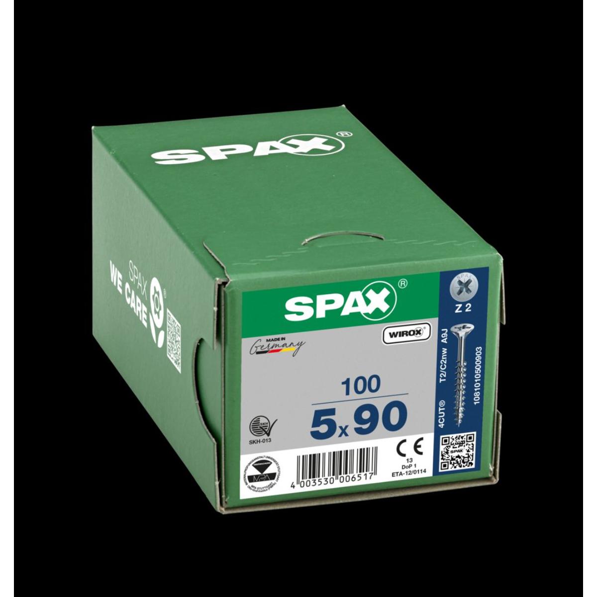 SPAX Senkmultikopf Bremsrippen Kreuzschlitz Z2 Teilgewinde WIROX, 100 Stück