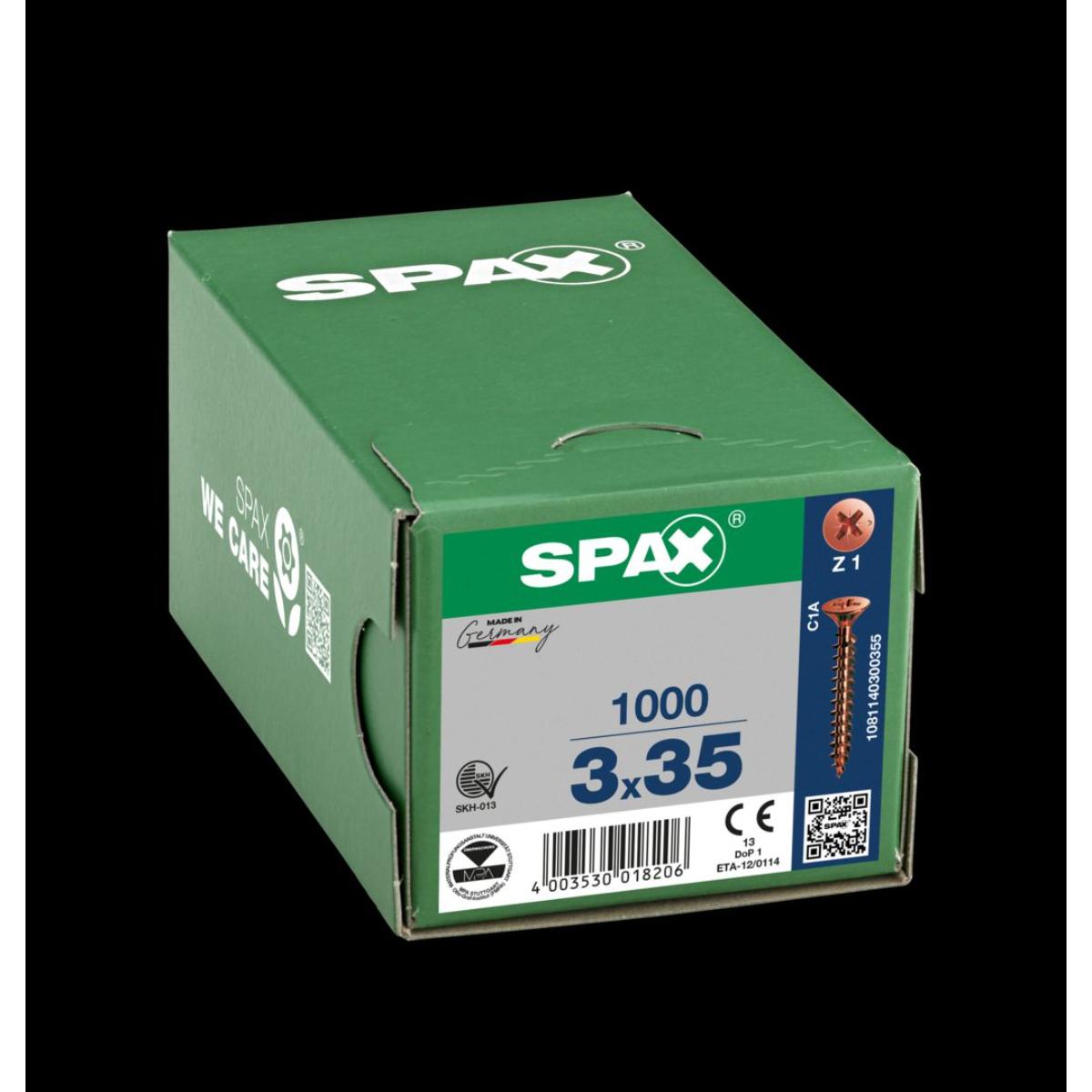 SPAX-S Senkkopf Bremsrippen Kreuzschlitz Z1 Vollgewinde brüniert, 1000 Stück