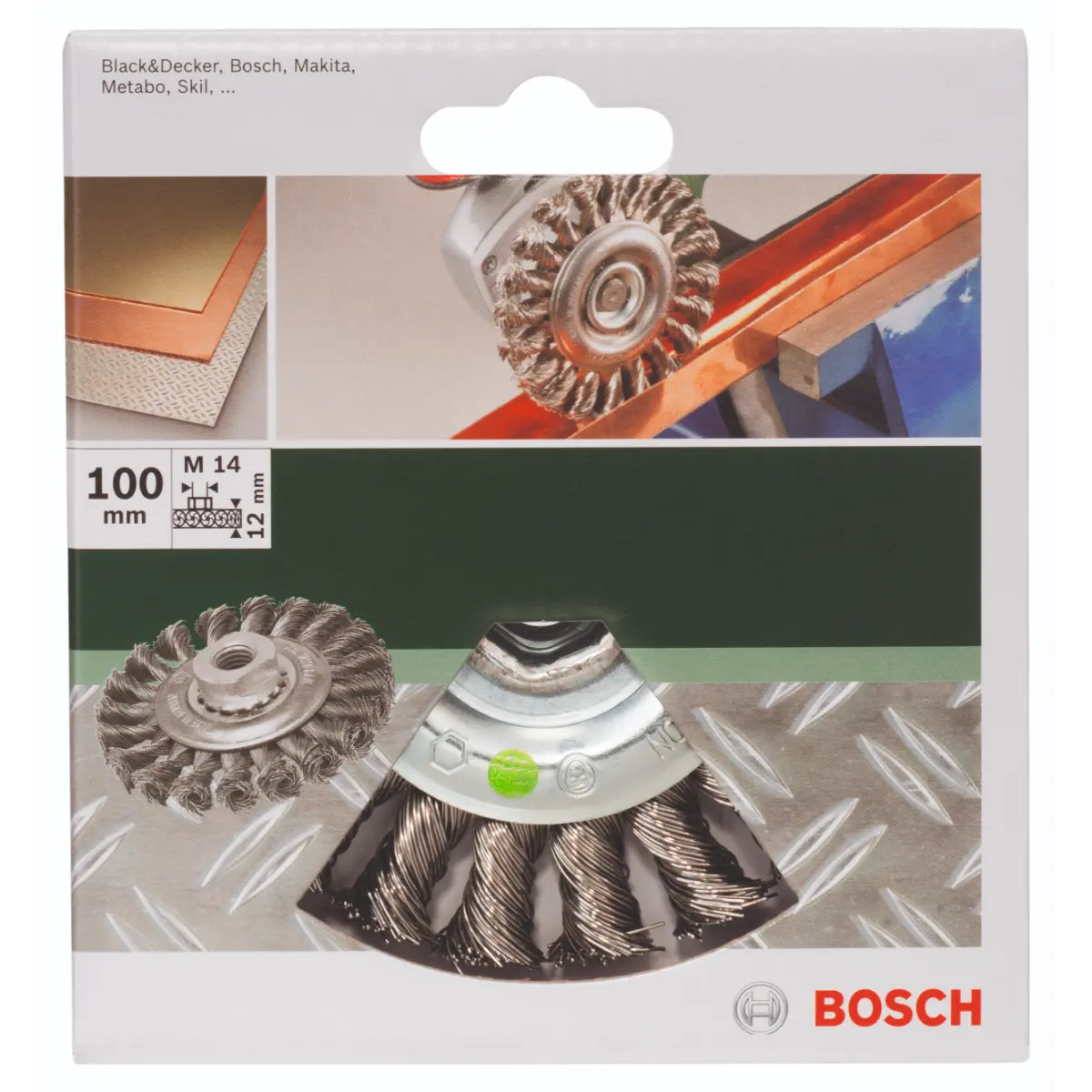 Bosch Scheibenbürste für Winkel- und Geradschleifer - Gezopfter Draht, rostfrei, 100mm