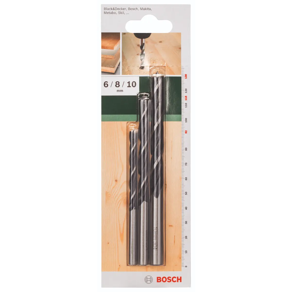 Bosch Holzbohrer-Set 6,0, 8,0, 10,0 mm, 3-tlg.
