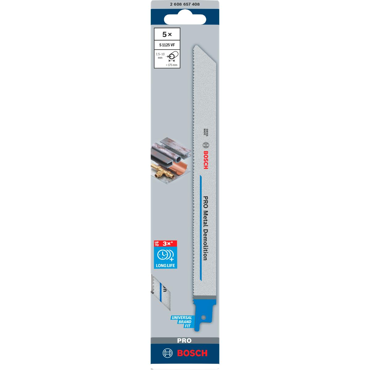 Bosch PRO Säbelsägeblatt S 1125 VF, Heavy for Metal, 5er-Pack