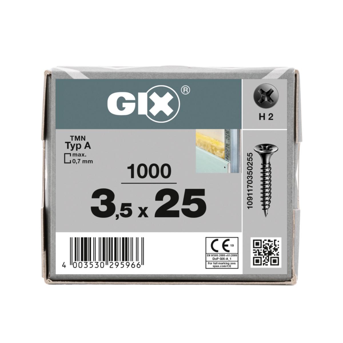 SPAX Trockenbauschraube GIX-A für Metall 3,5 x 25 mm, 1000 Stück