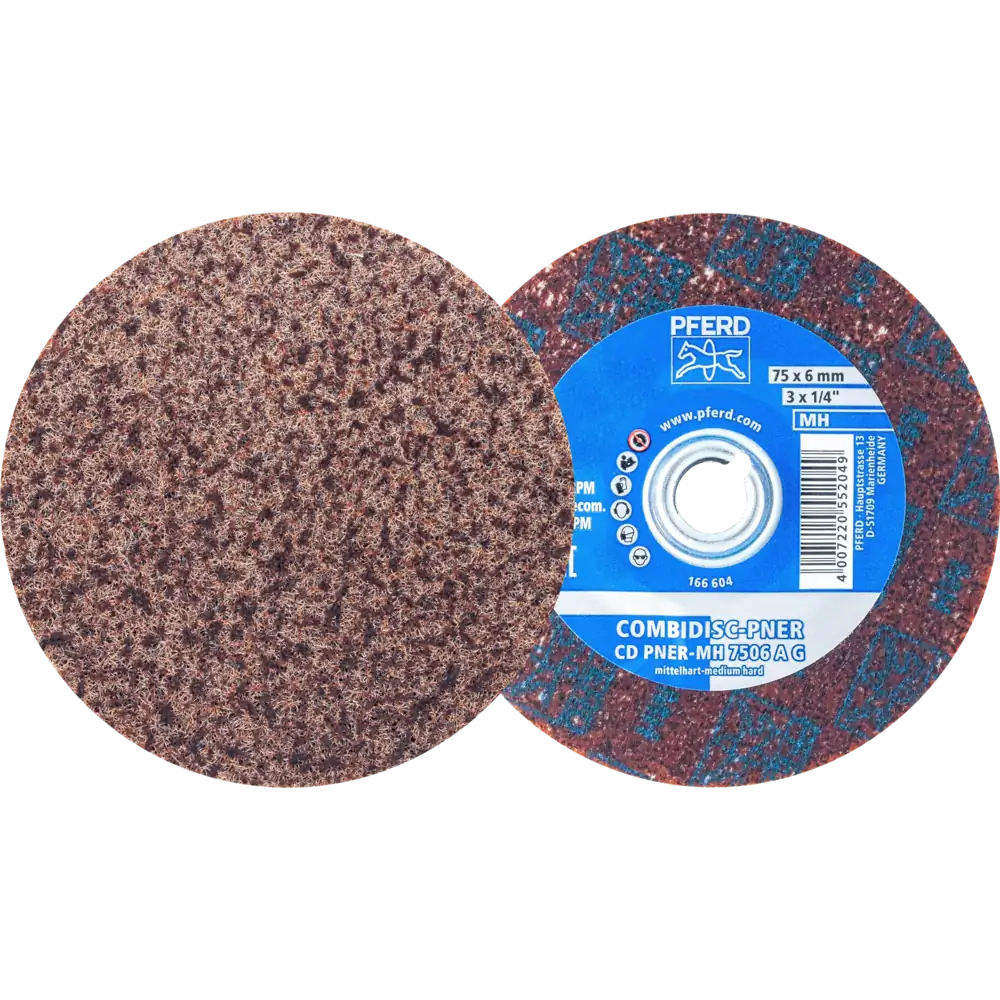 PFERD TOOLS COMBIDISC verpresste Vliesronde CD PNER Ø 75mm Mittelhart A Grob für Finish 
