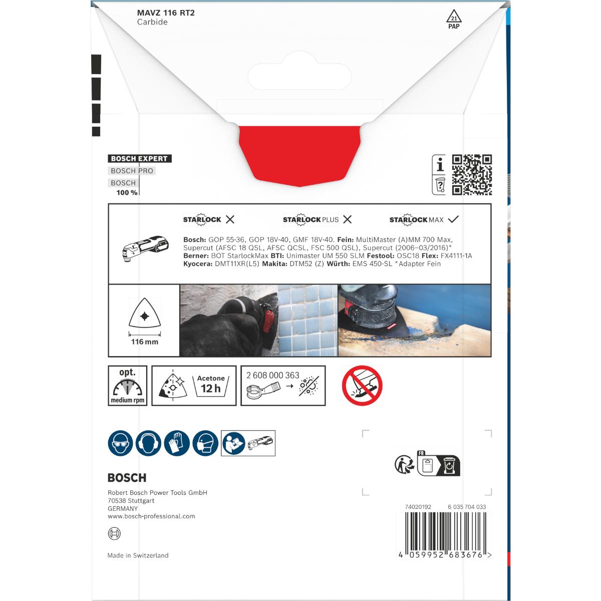 Bosch EXPERT MAVZ 116 RT2 Schleifplatte, 116 mm