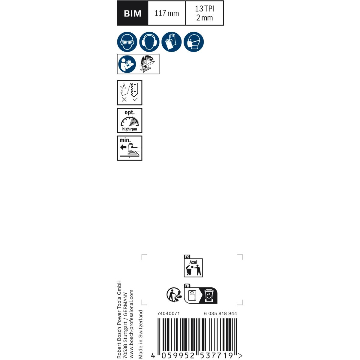Bosch EXPERT ‘Hardwood 2-side clean’ T 308 BFP Stichsägeblatt, 3 Stück. Für Stichsägen