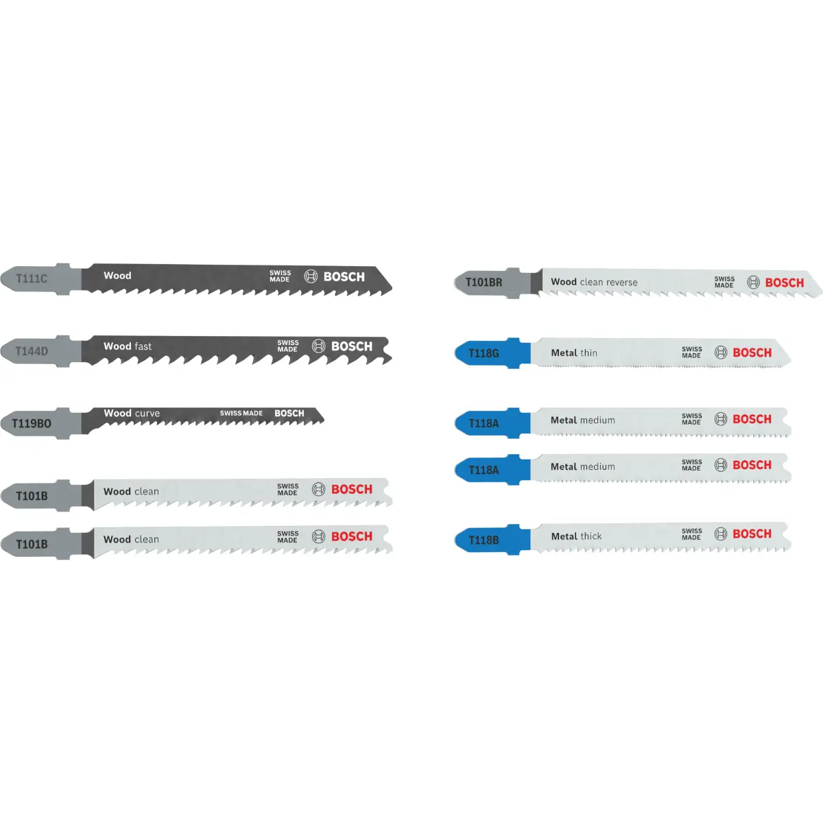 Bosch Stichsägeblatt Set Wood and Metal Basic, 10-tlg.
