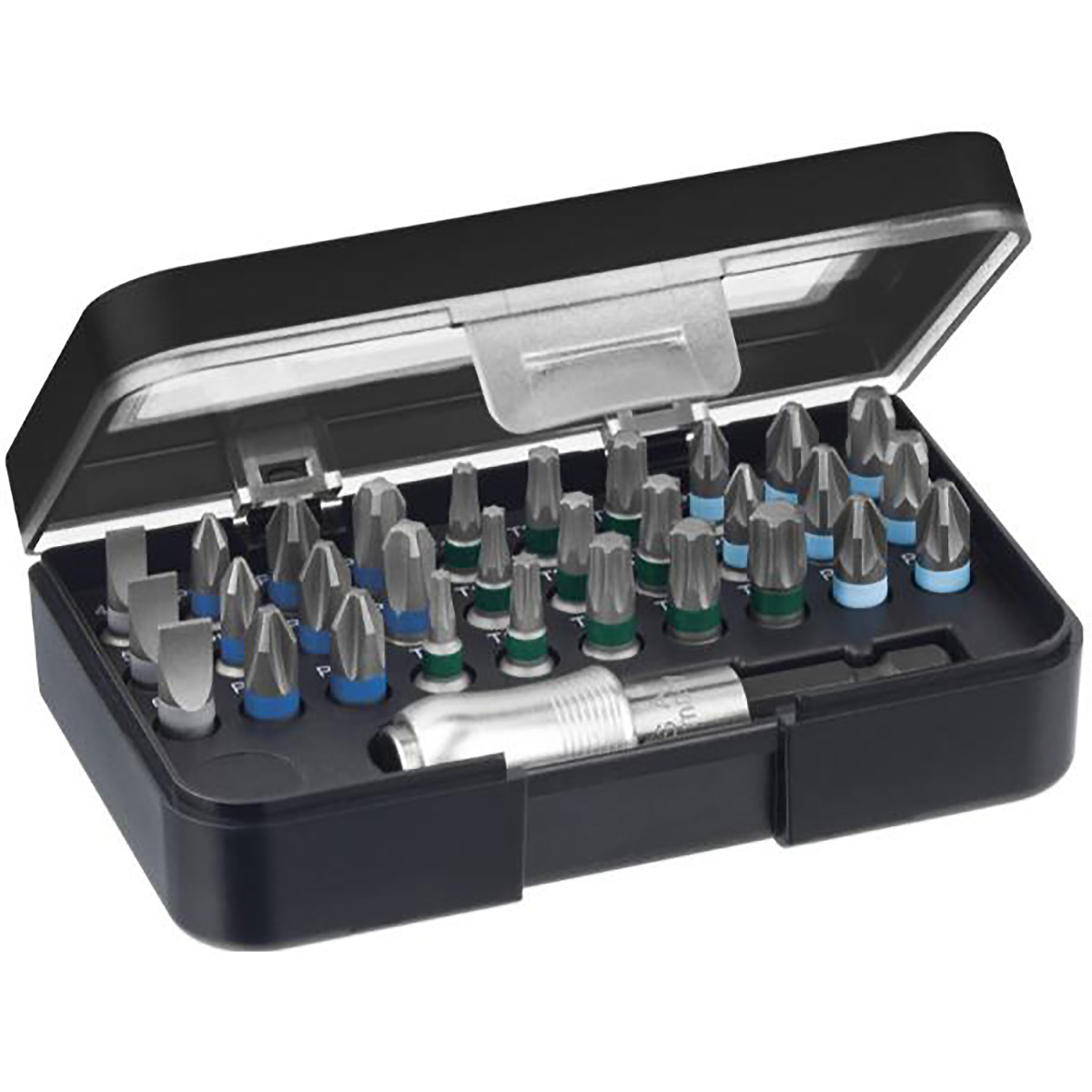 Wiha Bit Set Standard 25 mm gemischt 31-teilges Set 1/4 zoll C6,3 in Box mit Gürtelclip - 5 Stück
