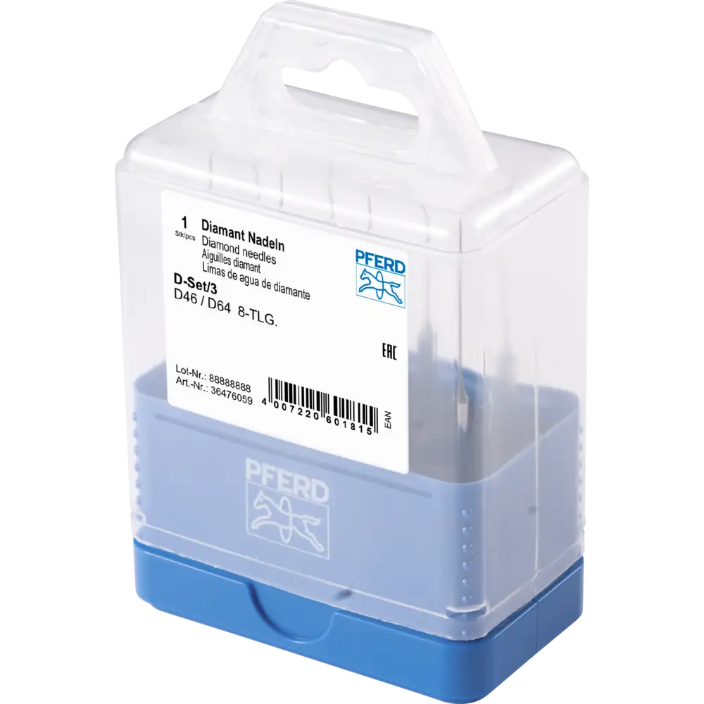 PFERD TOOLS Diamant-Nadeln-Set 8-tlg. Ø 0,42-0,72 mm Schaft-Ø3 mm D46/64 (fein)