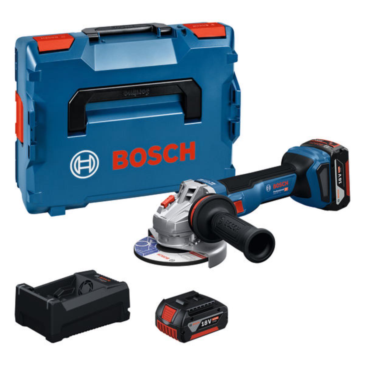 Bosch Akku-Winkelschleifer GWS 18V-11 S, 2x Akku GBA 18V 5.0Ah in L-BOXX