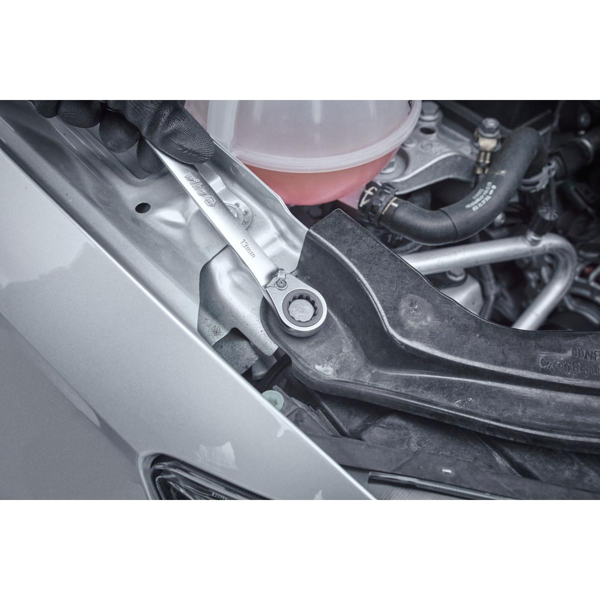 Wiha Ringratschen-Gabelschlüssel Set 12-teilges Set umschaltbar in Halter