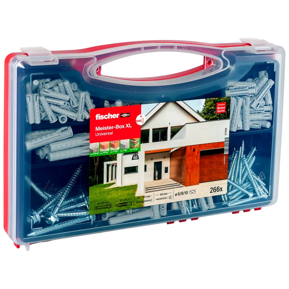 Fischer Dübelsortiment Meister-Box XL Universal + Schrauben (266 Teile)