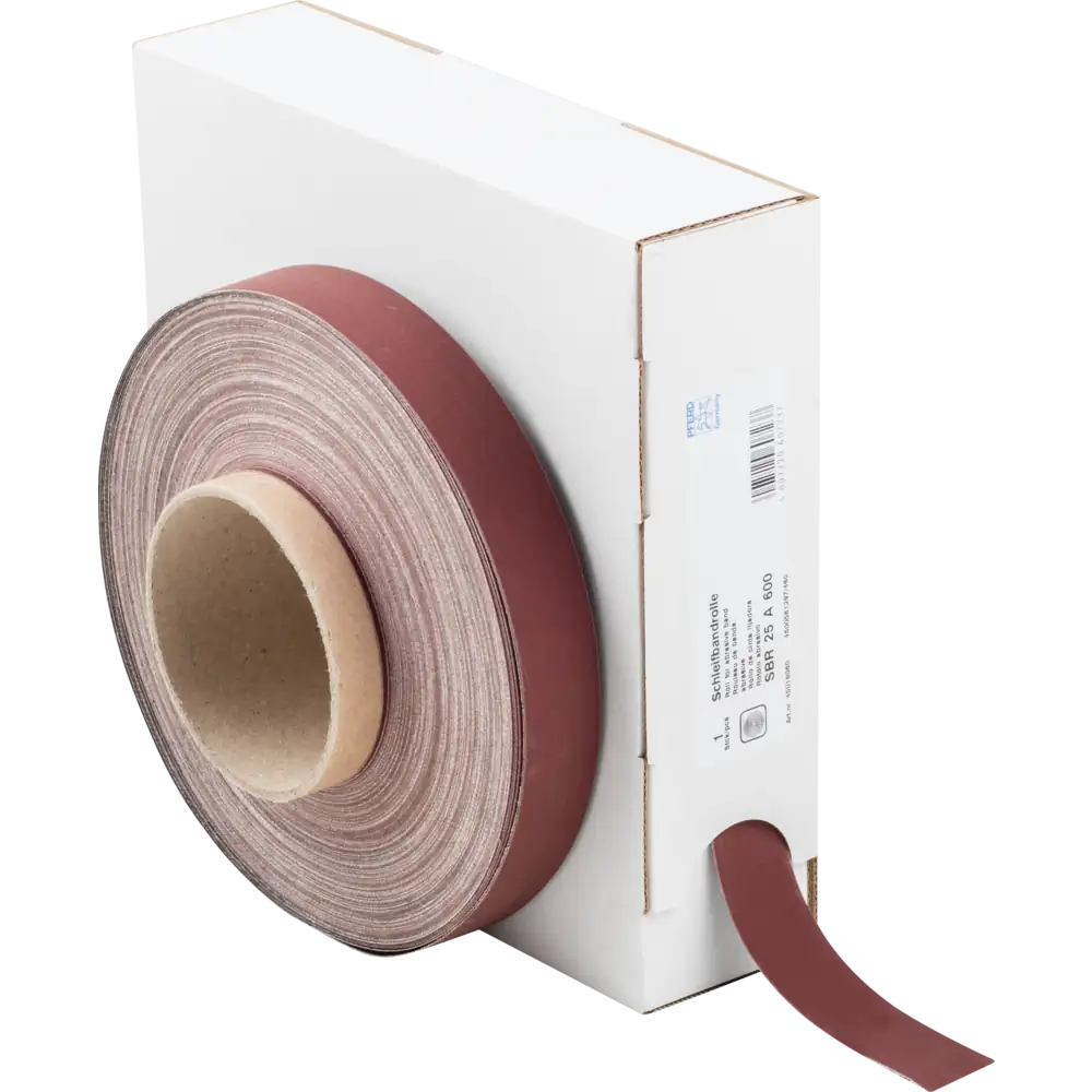 PFERD TOOLS Korund Schleifbandrolle Gewebe SBR Breite 25mm für universelle Anwendung