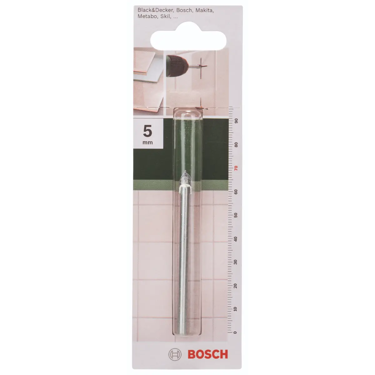 Bosch Glas- und Fliesenbohrer D= 5,0 mm, L= 70 mm