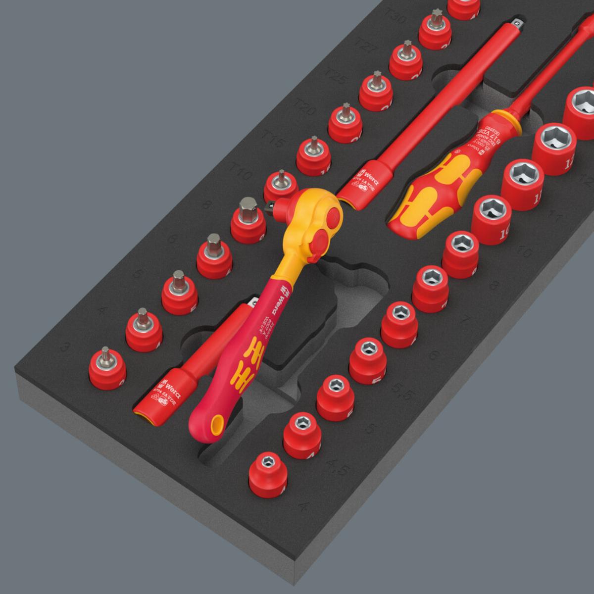 Wera 9727 Schaumstoffeinlage 8007 A VDE Zyklop VDE Knarre Set 1, 1/4"