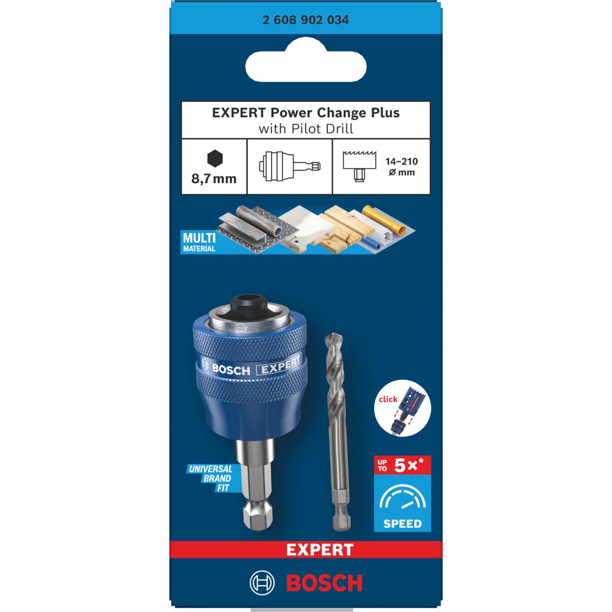 Bosch EXPERT Power Change Plus Aufnahme mit Vorbohrer, HEX Schaft 8,7mm, HSS-G, 7,15x45x85mm, 2-teiliges Set